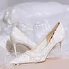 Women's Large Size High Heels Thin Heels Pointed Toe Lace High Heels Dress Banquet Mature New Spring Sexy Zapatillas De Mujer 2