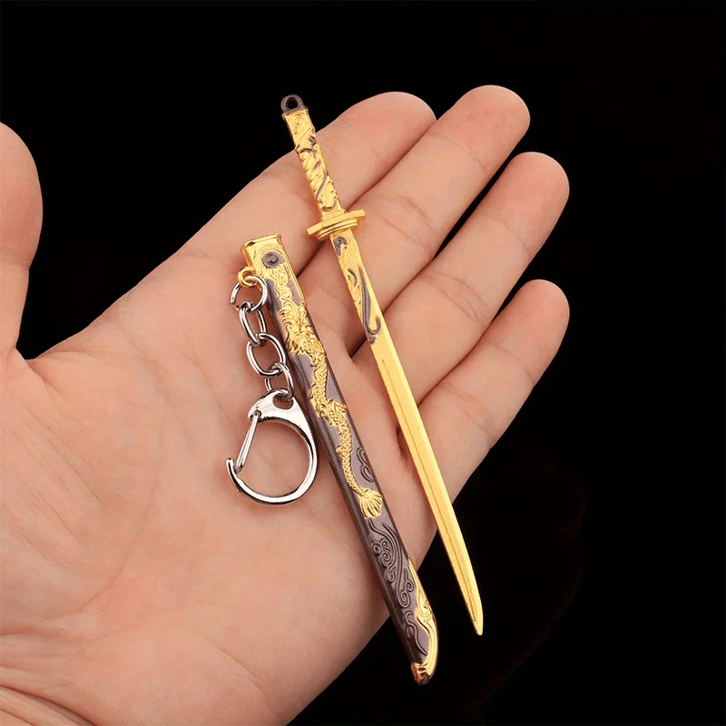 Alloy sword model sword model keychain five clawed golden dragon with sheath alloy model antique model imitation