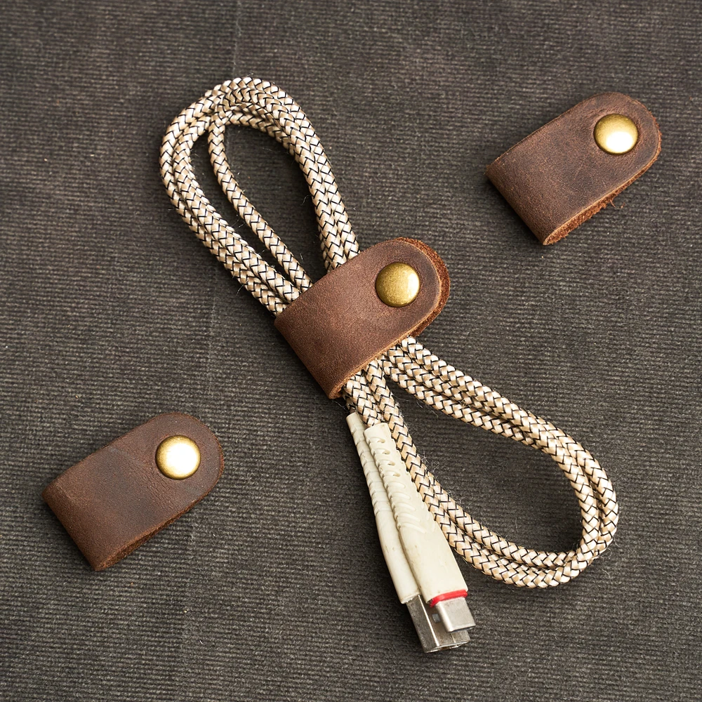 1/3/5/10pcs RealLeather Charger Headset Data Cable Winder Headphone Earphone Wire Wrap Cable Cord Winder Organizer Collect