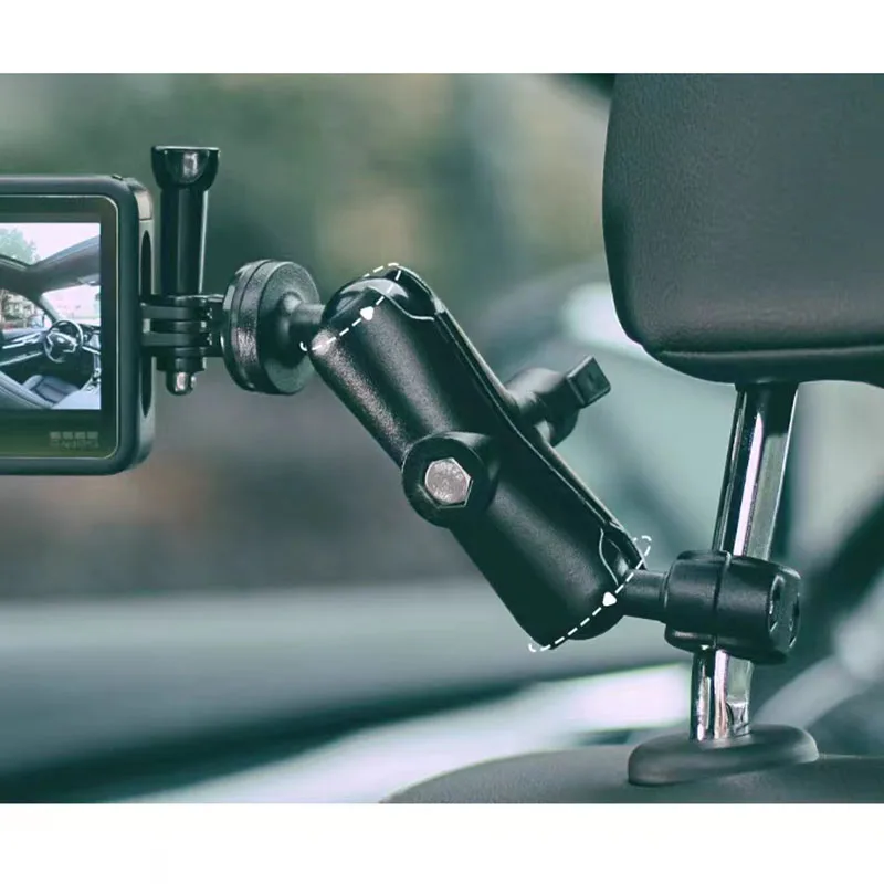 Support de caméra voiture articulé pour GoPro Insta360 - Fixation appui-tête