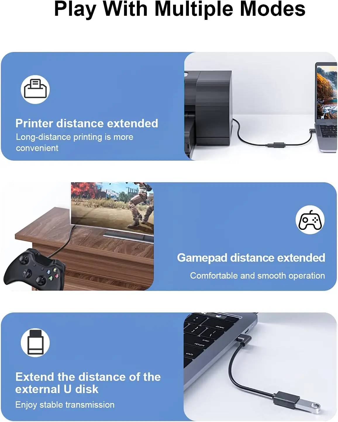Right Angle USB 3.0 Extension Cable Adapter, High-Speed Data Sync & Fast Charging Cord