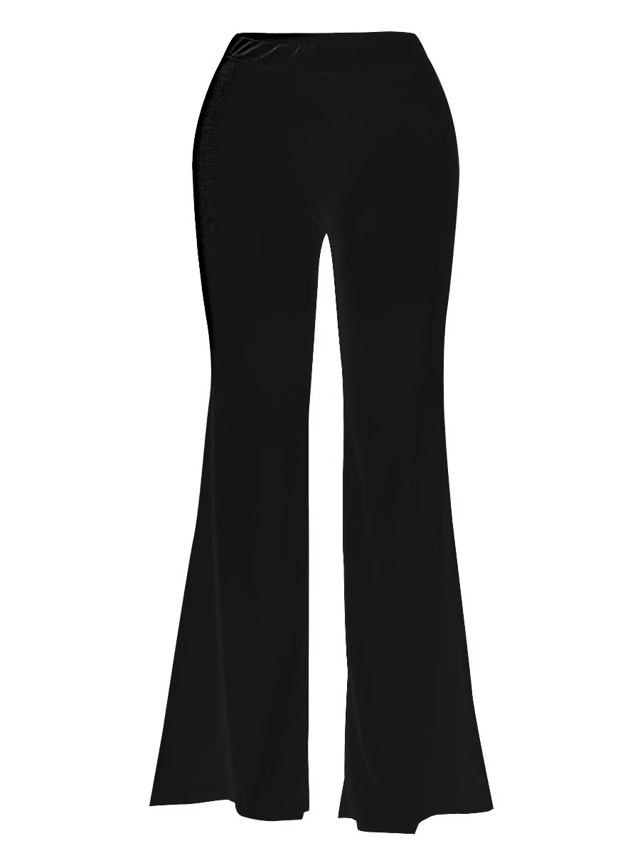 Plus Size High Waist Flared Stretchy Pants Women¡¯s Solid Color Full Length Trousers Casual Home Style