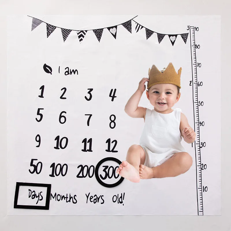 

Newborn Baby Monthly Growth Milestone Blanket Photography Accessories for Rug Baby Boy Girls Props Background Cloth