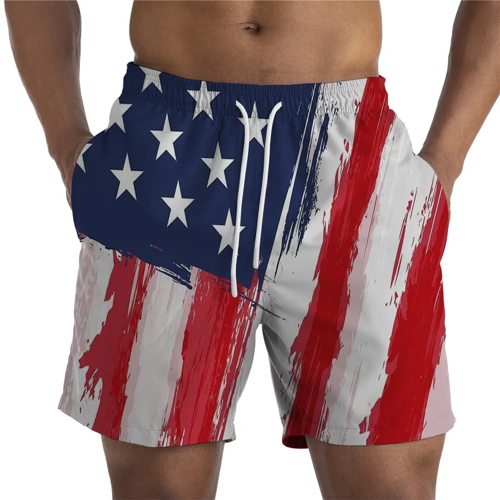 Men's Swimwear Shorts American Flag 3D printed Surfing Board Short Kids Beach Shorts Men Trunks Masculina Swimsuit Sports Briefs 4