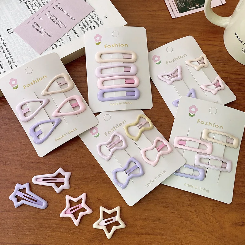 4pcs baby hair clips sweet dreamy pink purple system basic oil drop bb clip hair clip bangs girl accessories