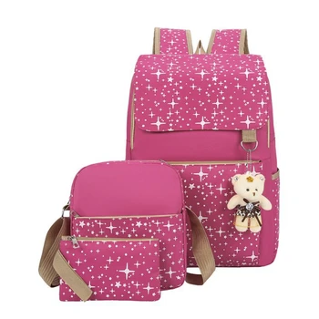 Student Backpack Three Piece Canvas Schoolbag Academic Style High Capacity Backpack for Boys and Girls Junior School Backpack 1