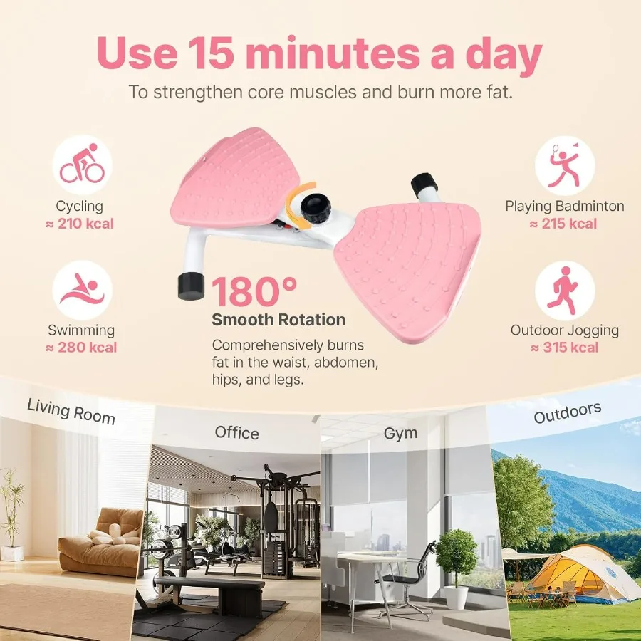 Waist Twister Machine with 300 lbs Weight Capacity, Abs Workout for Slim Waist and Core Ab Exercise, Noiseless Home Gym Exercise