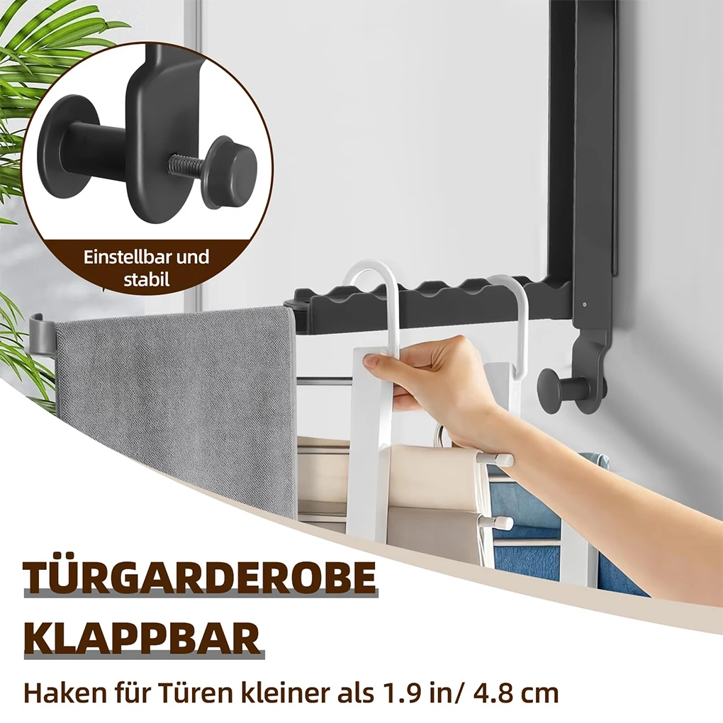 Aluminum Alloy Space-saving Coat Hook Organize Wardrobe With Folding Door Hanger Clothes And Towels B