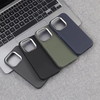 Luxury Alloy Lens Frame Particle PU Leather Magnetic Case For iPhone 17 16 Pro Max 15 14 13 For Magsafe Wireless Charging Cover - Image 6