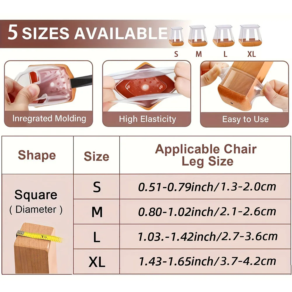 Premium Silicone Chair Leg Floor Protectors - Scratch-Resistant & Noise Reducing (20-Pack)