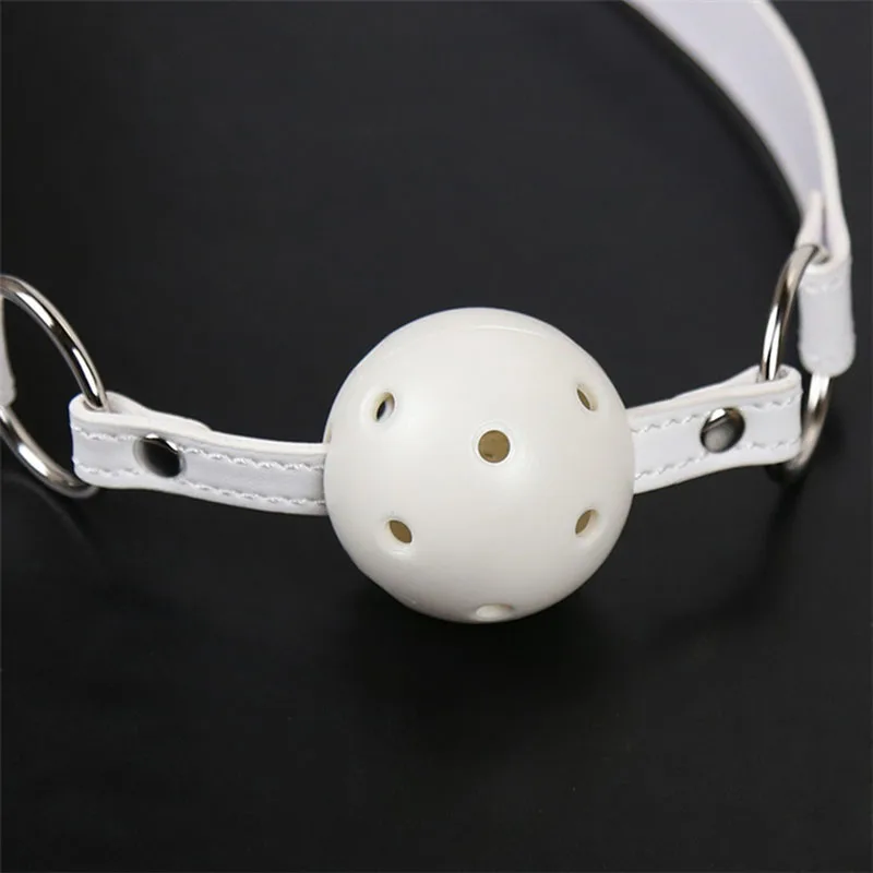Ball Gag White Pu Leather Breathable Mouth Restraint For Couples_voghion.com