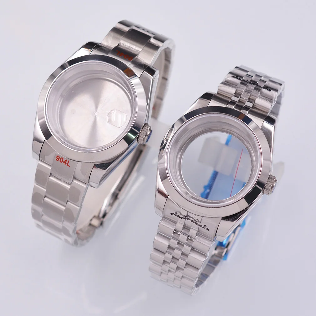 

36mm/39mm sapphire glass watch case fit NH35 NH36 ETA2824 2836 DG2813 3804 Miyota 8205 8215 821A movement steel bracelet