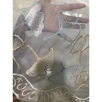 European, Classical  Romantic 2025 New 1PC Home Window Screen Colorful Ginkgo Leaf Embroidered Yarn Versatile Minimalist, 2