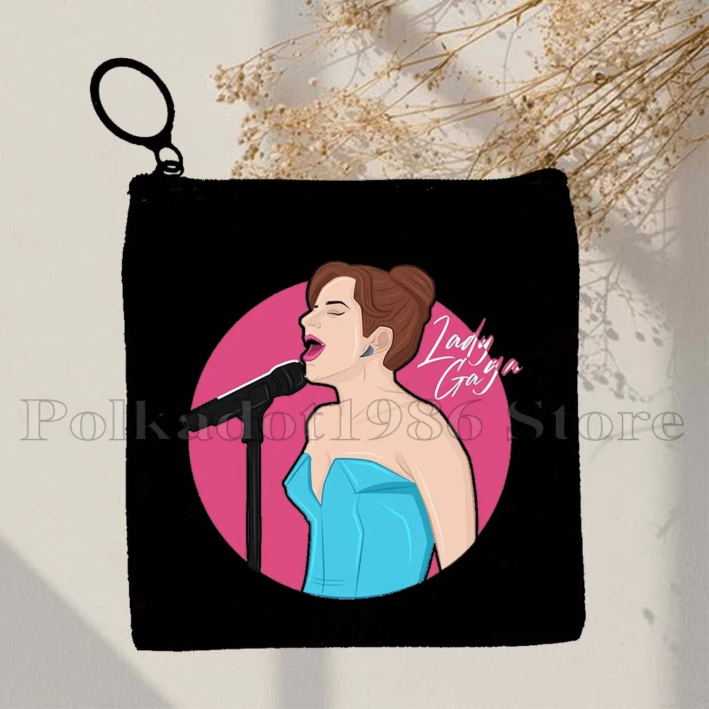 Lady Gaga Monsters Free Woman Singer ENIGMA Lips Joanne Freak Out Gifts Canvas Coin Purse Bag Key Storage Card Bag Wallet Pouch