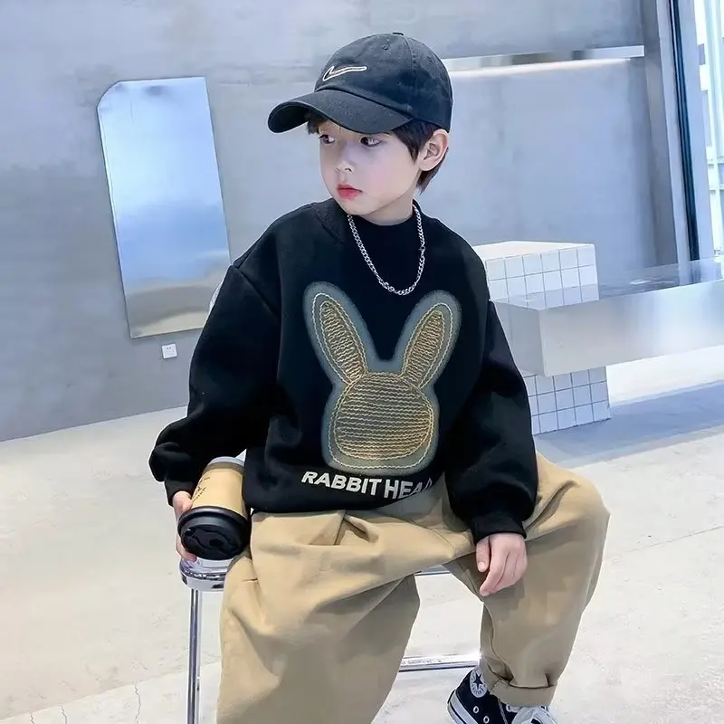 Boys' Sweater Spring and Autumn Style Mid sized Children's Autumn Top Boys' Bottom Shirt