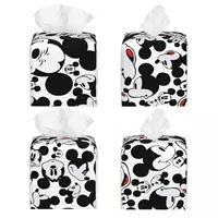 Custom Mickey Mouse Faces Tissue Box Cover for Bathroom Toilet Cartoon PU Leather Square Facial Tissue Box Holder 2