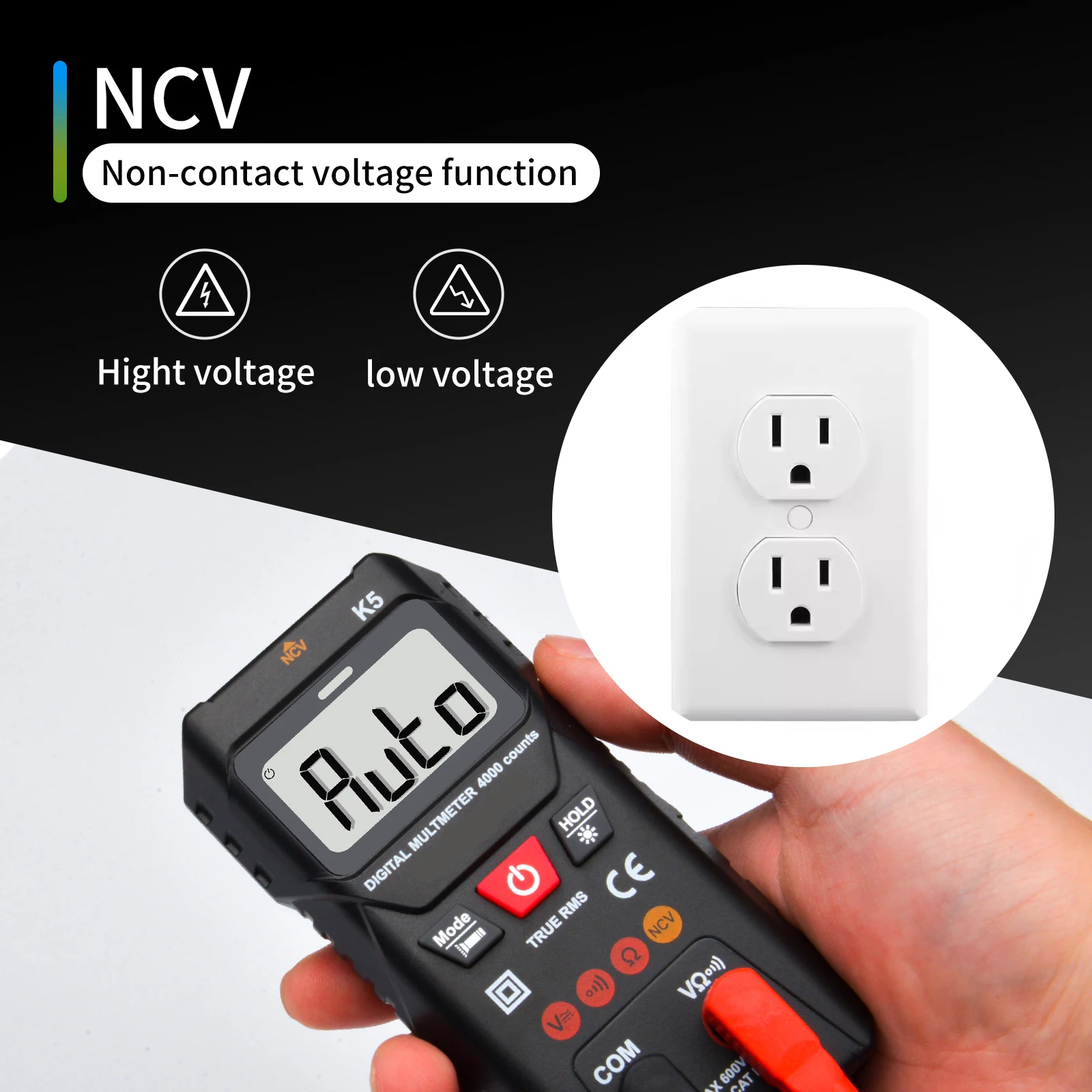 Digital Multimeter 4000 Counter Meter, Automatic/Manual Mode Continuity Tester, Voltage AC/DC Multi Tester, Voltage,Resistance 4