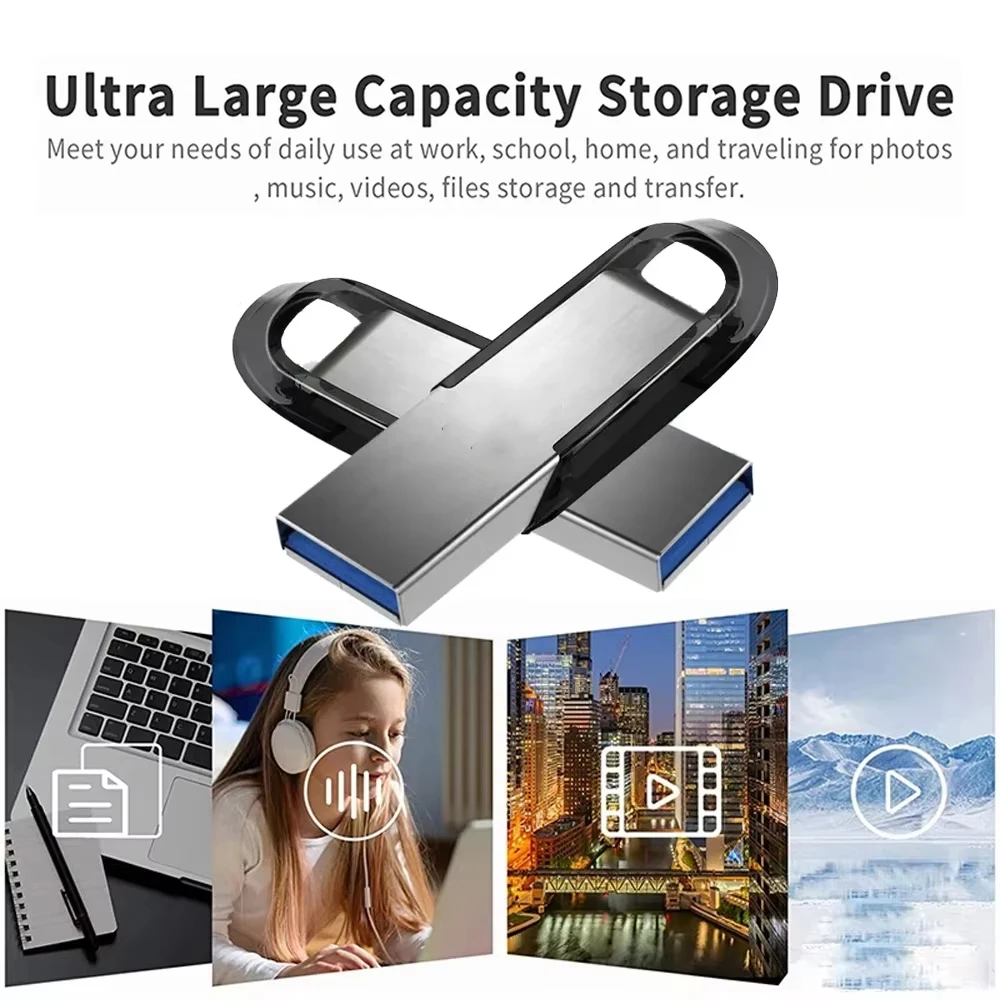 2TB USB 3.0 Flash Drives High Speed Metal Pendrive 1TB 512GB 256GB Pen Drives USB Memory Stick For Car Phone Computer PS5
