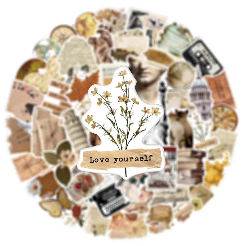 Aesthetic Vintage Artistic Pattern Graffiti Stickers Phone Case Suitcase Guitar Sticker Pack Scrapbooking Material 50pcs,stickers scrapbooking supplies