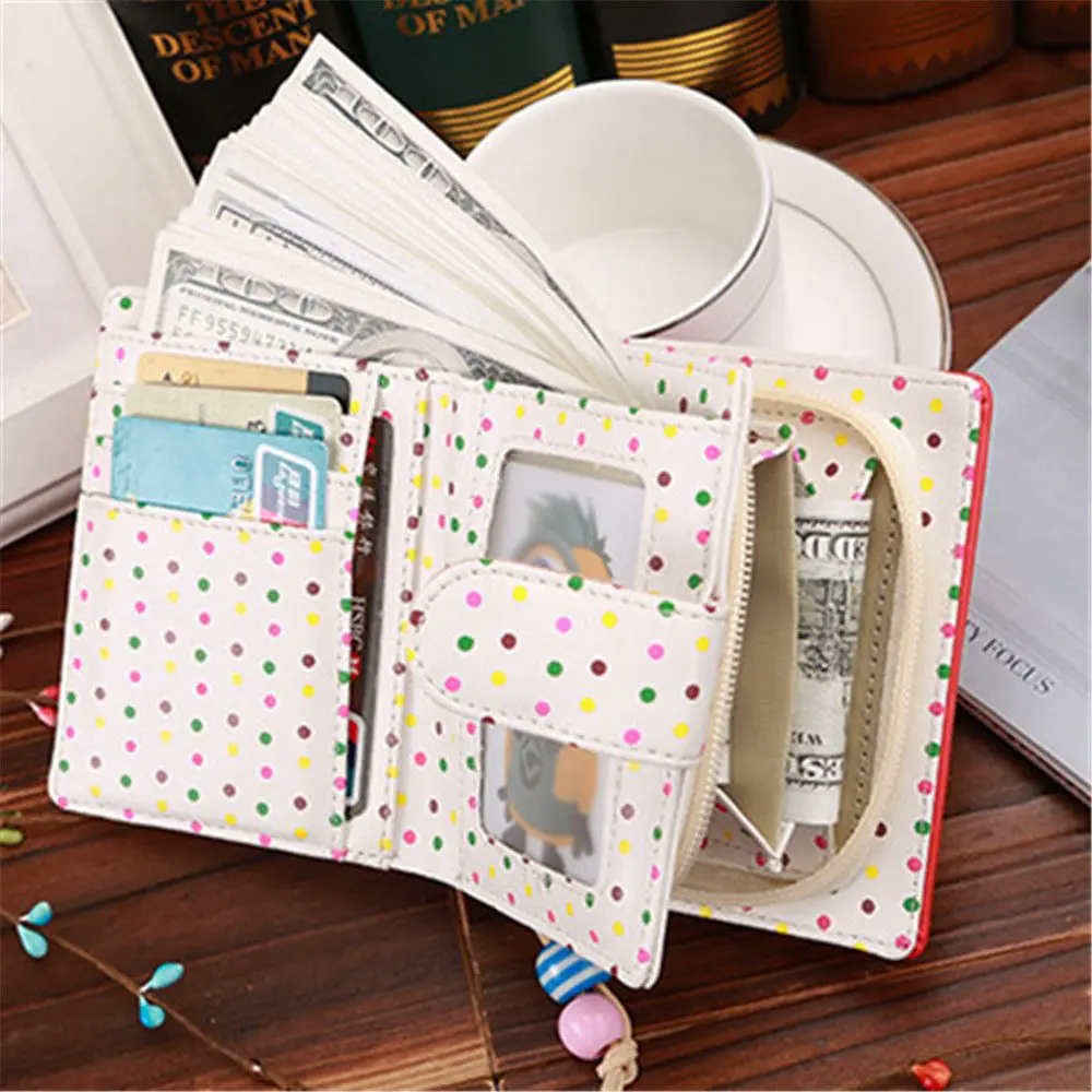 Fashion Candy Colors Women Wallets Short Polka Dots Leather Zipper Small  Wallet Purse Cards Holder Women's Purse Coin Bags - Wallets - AliExpress