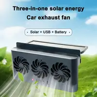 Ventilateur de refroidissement de radiateur de voiture à énergie solaire avec 3 sorties d'air ventilateur de ventilation de fenêtre de voiture ventilateur de Ventilation automatique alimenté par USB pour toutes les voi 2