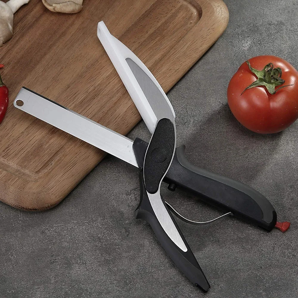 Description Picture 5 of item2 In 1 Multi Stainless Steel Shear Household Vegetable Separable Barbecue Steak Cutting Scissors Kitchen Tool Fruit Knife