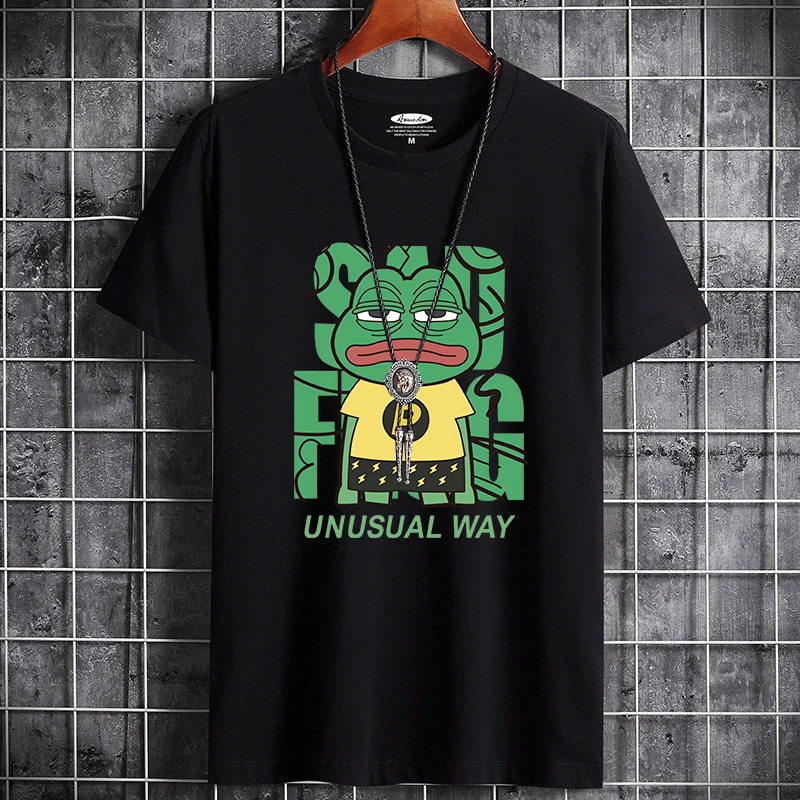 

Футболка мужская с принтом, хлопок, короткий рукав, дышащая, свободная повседневная, необычный способ, летняя одежда