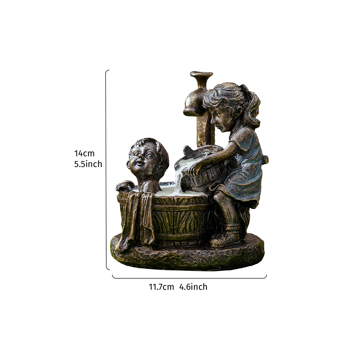 1PC, boy and girl statues, luminous flowing water garden sculptures, resin sculptures, yard garden sculptures and decorations