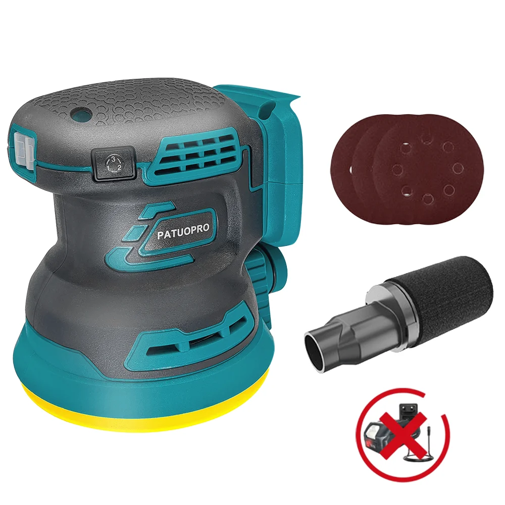 Electric Grinder Electric Sander PATUOPRO 125mm Brushless Random Orbital Electric Sander Wood Grinder Polishing Power Tools For Makita 18V Battery(No Battery)