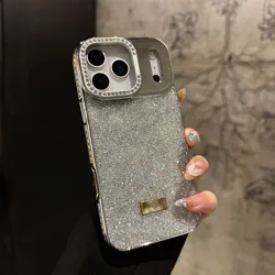 Luxury Fashion Bling Glitter Diamond Phone Case with Bracket and Protective Shell - iPhone 16 (Silver)