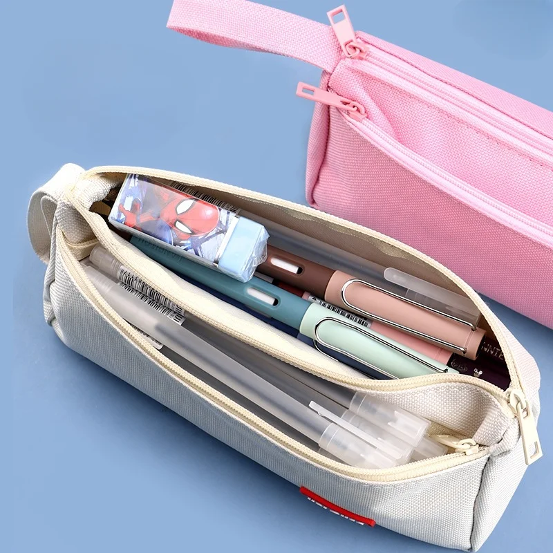 High Capacity Pencil Bag Case Zipper Girls Cosmetic Bag Two Layers Stationery Makeup Brushes Lipsticks Storage Organizer