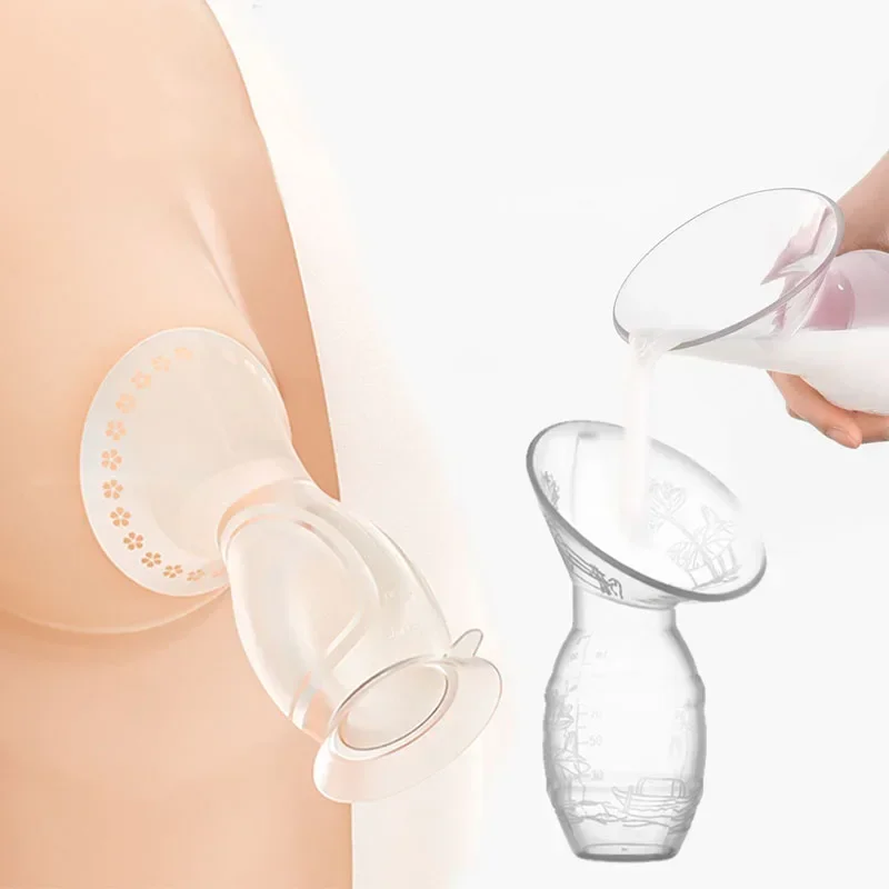 Baby Feeding Manual Breast Pump Collector Automatic Correction Silicone