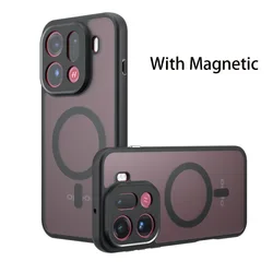 Magnetic Wireless Charging Case - Shockproof Matte Back Cover for Oppo Find X9 Pro (Black With Magnetic)