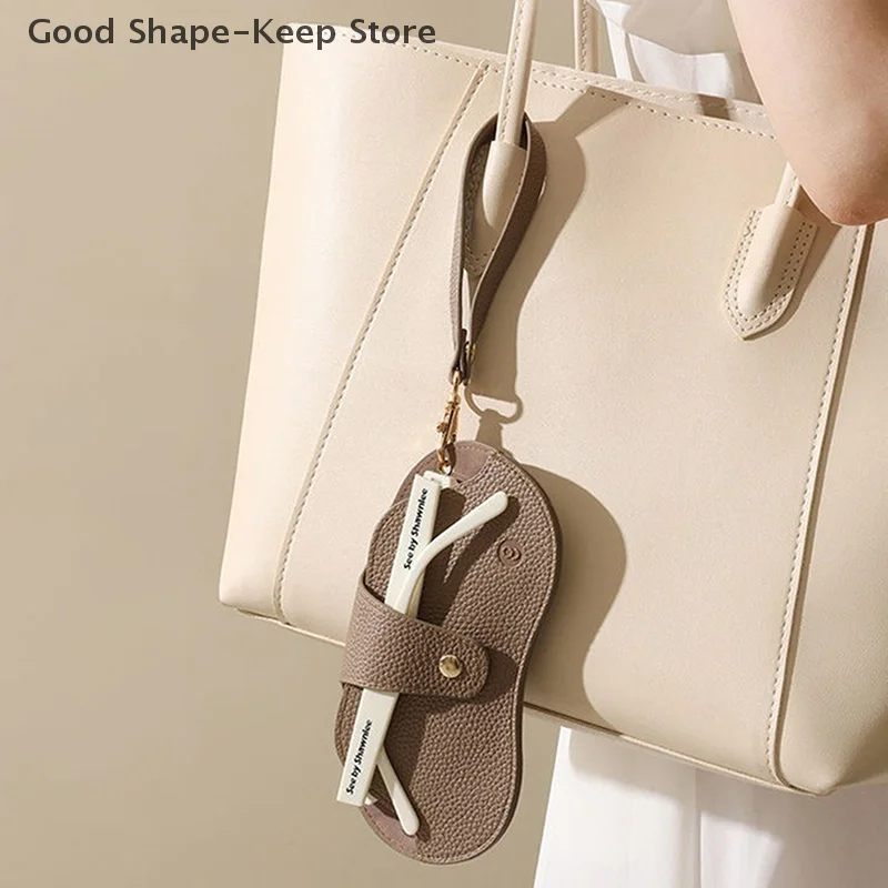 Lychee Pattern PU Leather Glasses Bag - Retro Sunglasses Case and Portable Eyeglasses Storage