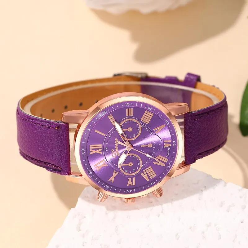 Reloj Mujer Fashion Women Watches Ladies Purple Leather Quartz Wrist Watch for Women Bussiness Casual Watch Relogio Feminino - 4