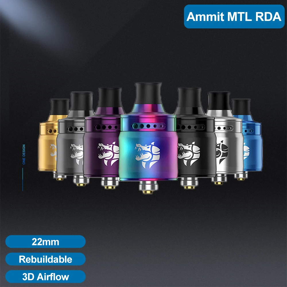 Tanie Ammit MTL RDA Rebuildable Atomizer o średnicy 22mm 3D przepływ powietrza przenoszenie 12 poziomów