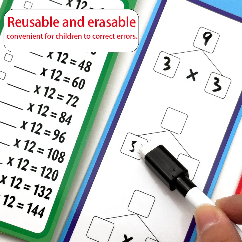 Reusable Flashcards Erasable Math Practice Cards for Kids Learning Addition Subtraction Division Early Education Toy