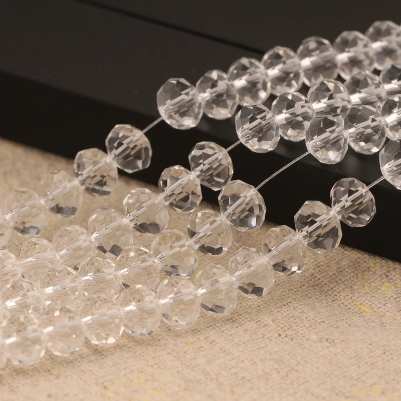 

5-50pcs Clear Color Rondelle Faceted Crystal Glass 3mm 4mm 6mm 8mm 10mm 12mm Loose Spacer Beads for DIY Jewelry Making