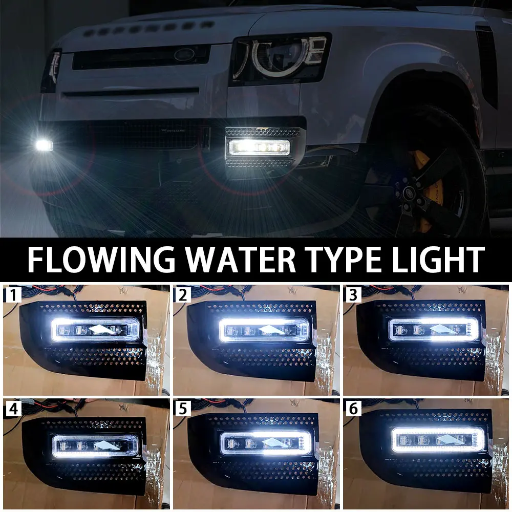 Land Rover Defender 용 Led 주간 주행 등 안개 램프 90 110 130 2020 2021 2022 2023 2024 비파괴 설치