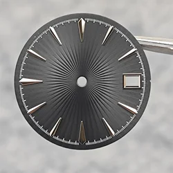 29mm Radial Pattern Watch Dial with Single Date (Silver Black)