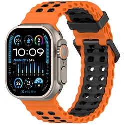 Two - Tone Ocean Silicone Sports Band - 42 44 45 46 49mm (Orange Black)