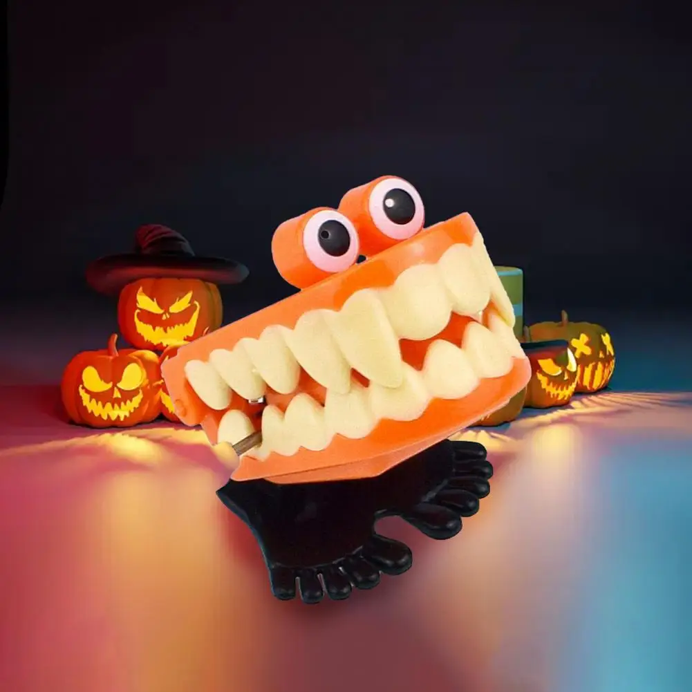 Clockwork Jumping Toy Clockwork Jumping Denture Clockwork Toy Big Eyes Jumping Denture Educational Mechanical Toy Halloween Prank Decoration Gift