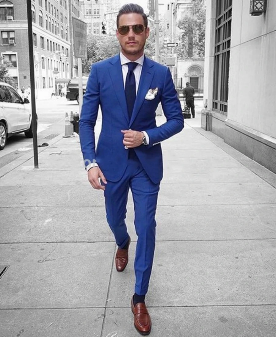Fashion Slim Fit 2 Piece Wedding Men Suits Formal Suit for Prom Party Busienss Best Man Groom Tuxedos Notch Lapel Blazer Pants