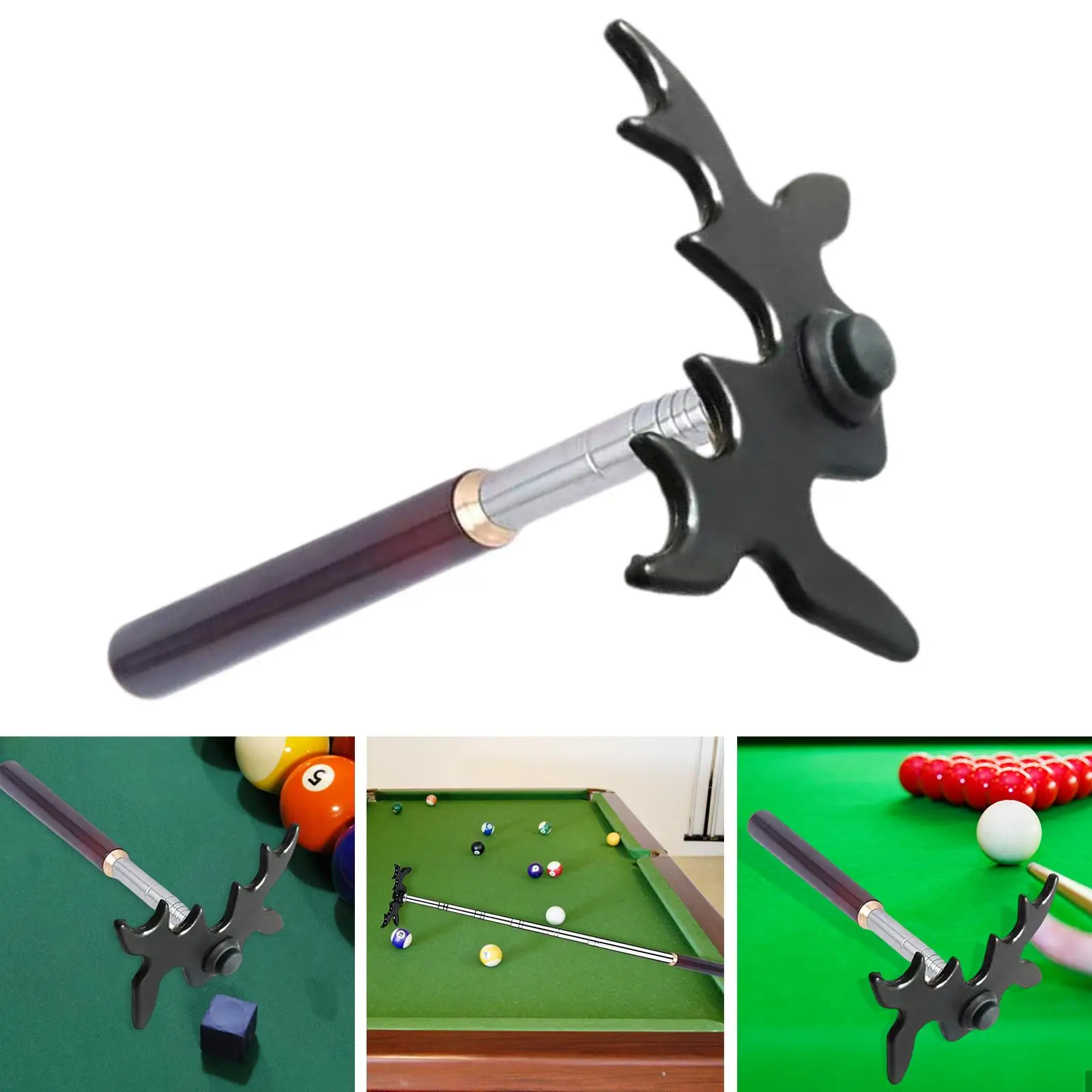 thumbnail image 2 of Delta Black "Bat Wing" Bridge Head For Pool Cues - Moosehead Style (JA 808B) 2 of 11