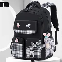 With Rabbit Pendant For Girls Orthopaedics Kids Backpack Kawaii Waterproof School bag Primary Bow Knot Schoolbag mochilas BOOK 1