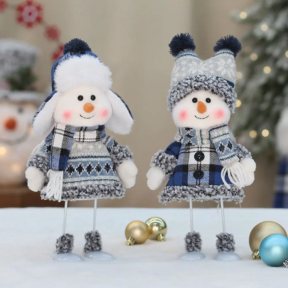 

Новые синие Рождественские куклы снеговика, плюшевые качающиеся лыжные куклы, фигурка, игрушки, украшения для рождественской елки, подарок на Новый год и Рождество