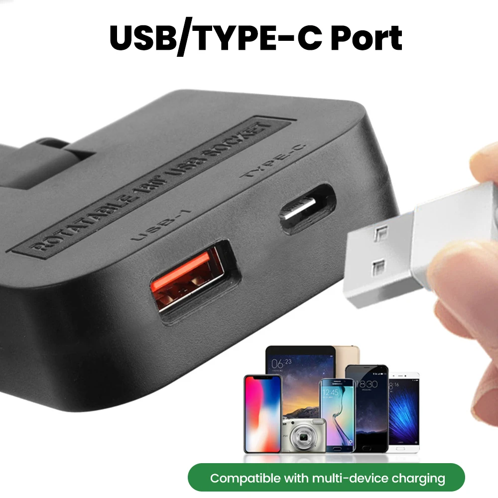 4 in 1 180 °   회전 충전기 변환 플러그 4.8mm EU/US 변환기 플러그 어댑터 USB/유형 C 충전 소켓 EU 전기 플러그