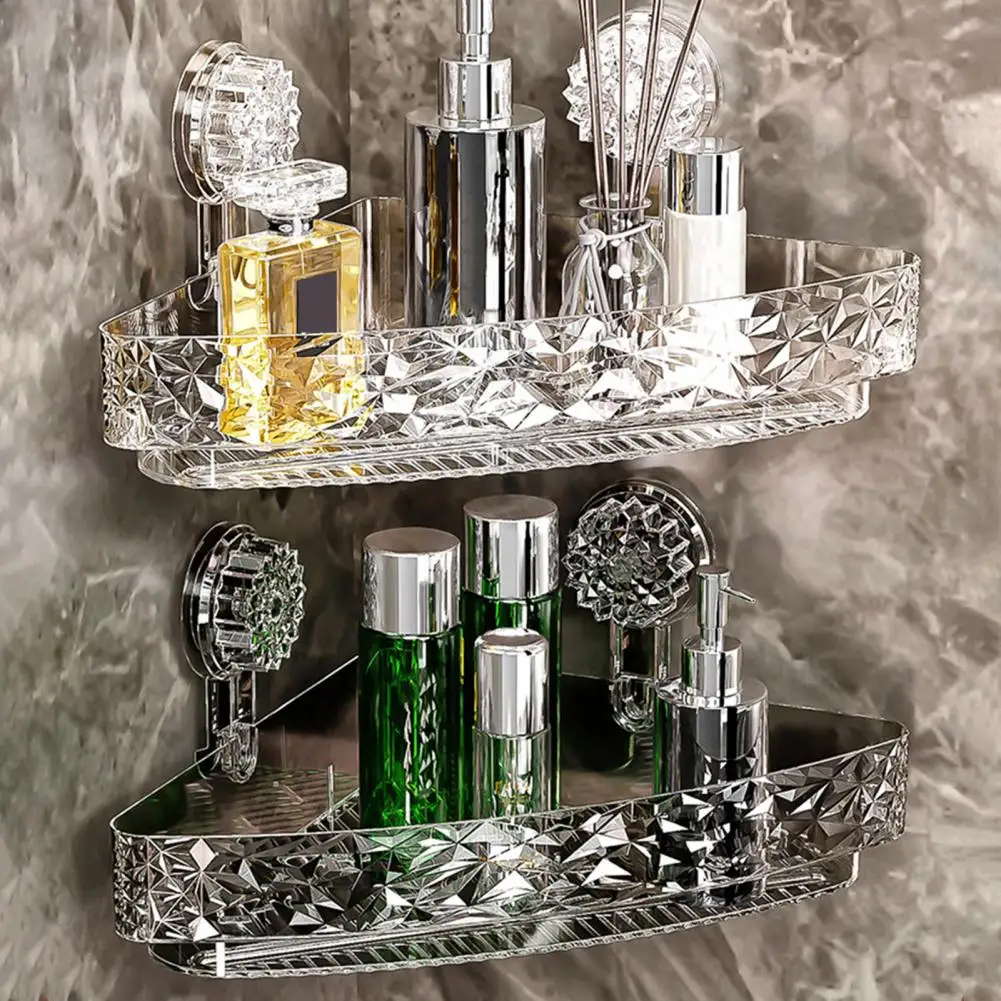Suction Cup Corner Wall Shelf Storage Rack Strong Load-bearing Large Capacity Easy to Install Heavy-Duty Shower Organizer Shelf