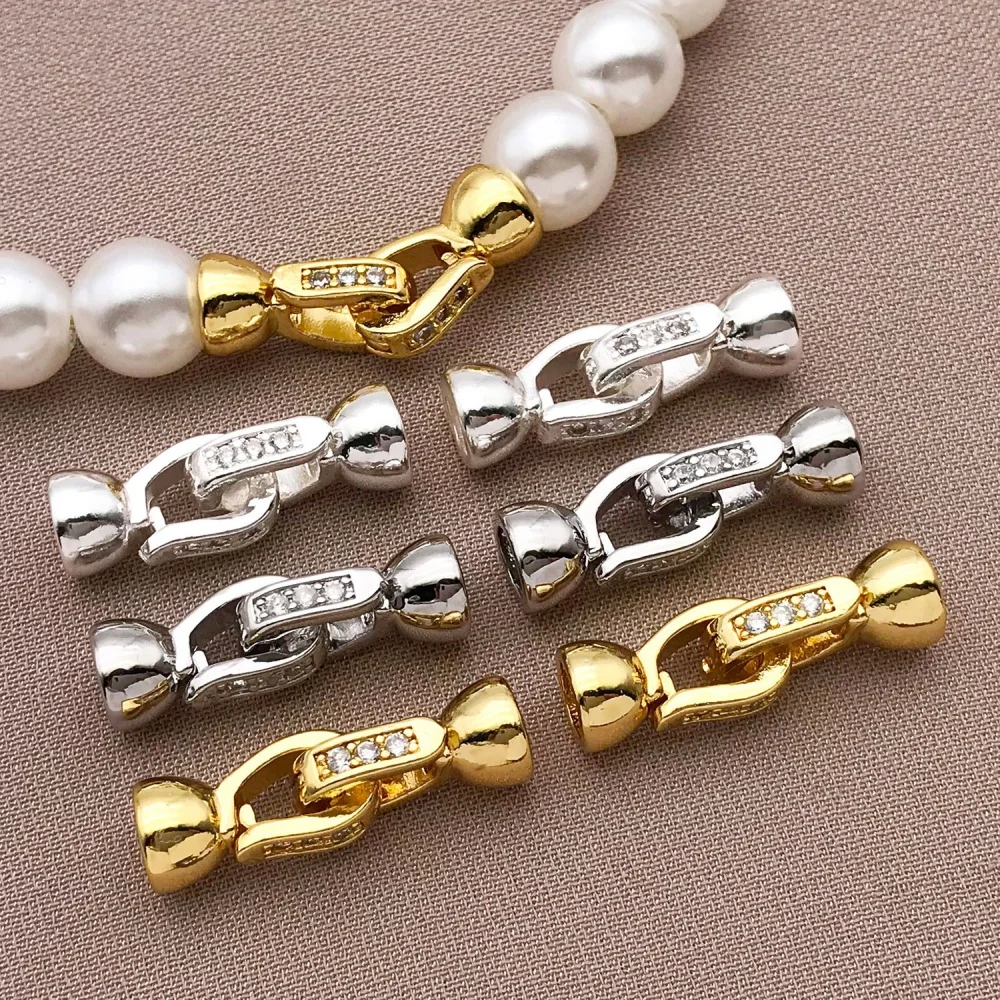 3/5pcs 18K 구리 도금 정품 금 두꺼운 실버 화이트 골드 목걸이 연결 마감 버클, DIY 쥬얼리 제작 액세서리
