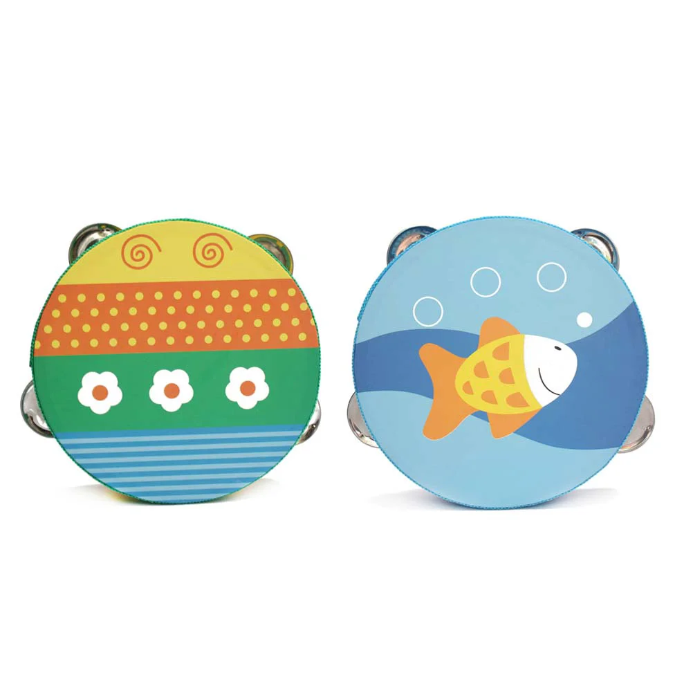 15Cm Hand Drum Tambourine Wood Construction Musical Instrument Children Percussion Toys Educational Play Set Baby First